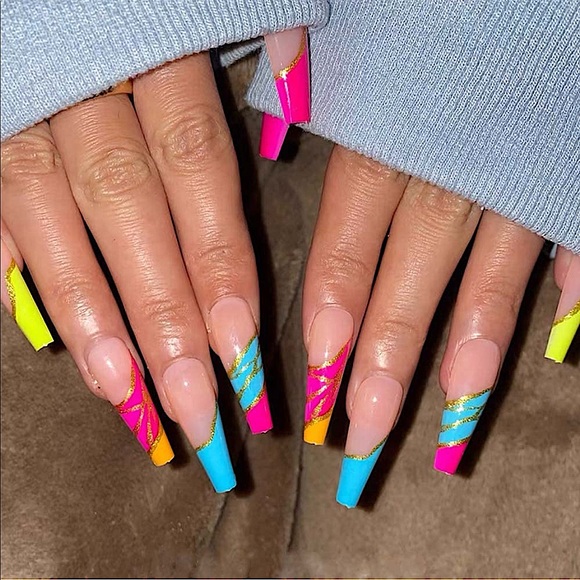 Nails Long Neon colors fun - Picture 2 of 5
